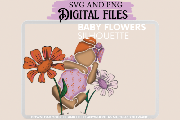 Baby Girl Silhouette Flowers: Graphics & Illustrations