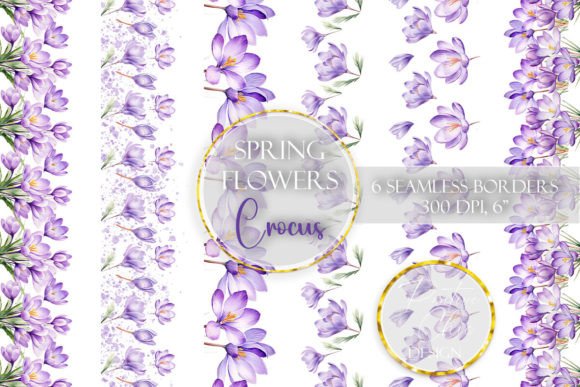 Crocus Seamless Borders: Spring Graphics & Illustrations