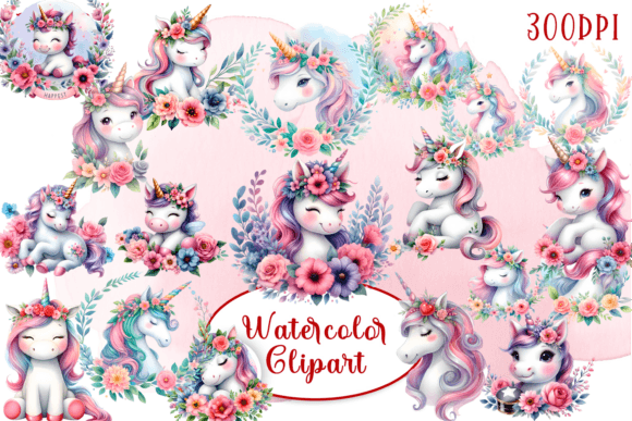 Cute Unicorn Clipart: Graphics & Illustrations
