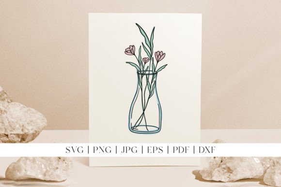 Flowers and Leaves in Vase: Graphics & Illustrations