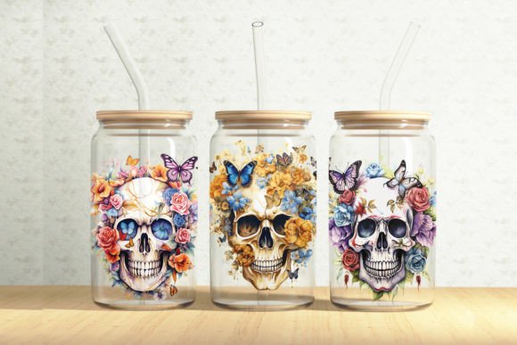 Flowers Skulls 16oz Glass Can Wrap: A Designer's Review