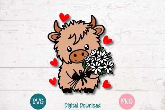Highland Cow Valentine: Graphics for Crafts & Brands