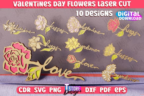 Laser Cutting Valentine S Day Flowers Bundle Gift