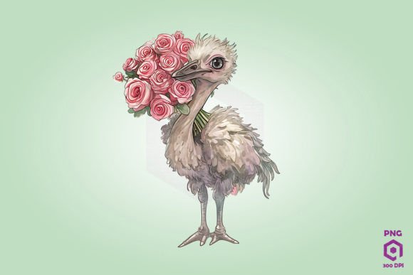 Ostrich Giving Flowers: A Designer's Review for Embroidery