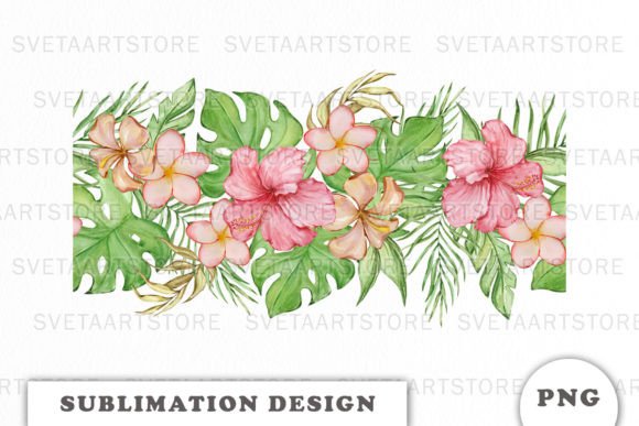 Review: Watercolor Tropical Flowers Border PNG for Embroidery