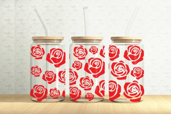Roses 16oz Glass Can Wrap: Graphics & Illustrations