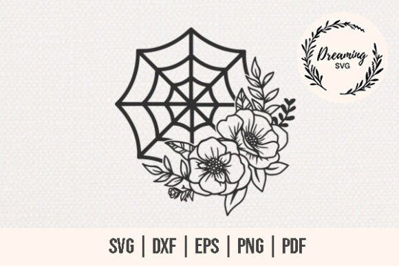 Spider Web with Flowers SVG: Graphics & Illustrations