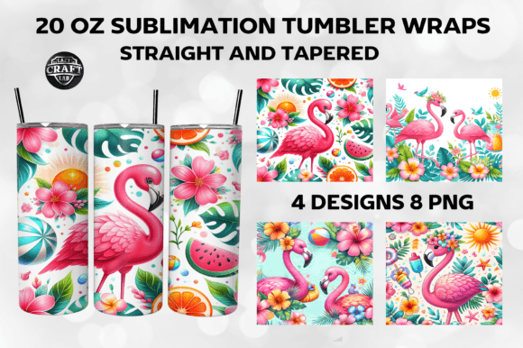 Summer Flamingo Flowers: Graphics for Tumbler Wraps