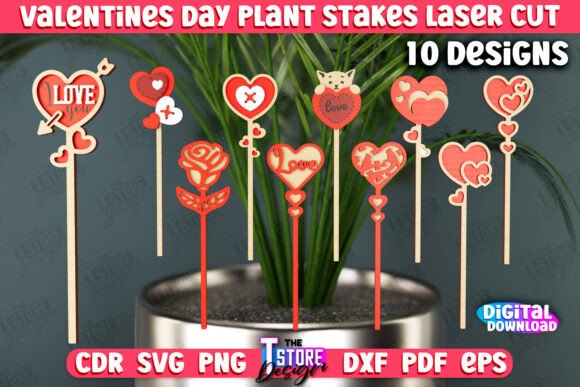 Valentine's Day Plant Stakes for Laser Cutting