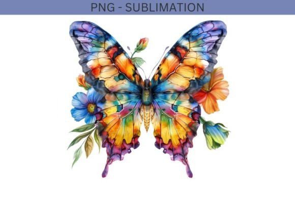 Watercolor Flowers and Butterfly Graphics for Illustrations